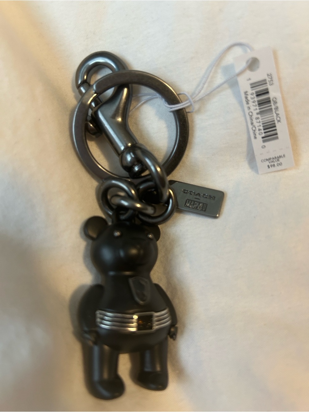 Marvel Black Panther Bear Keychain Charm with Gunmetal Hardware